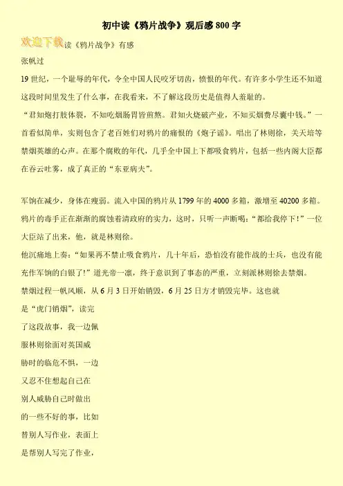 初中读《鸦片战争》观后感800字