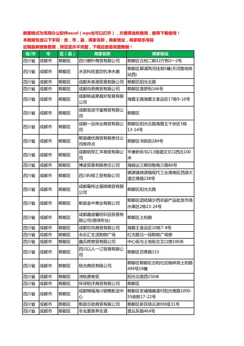 2020新版四川省成都市郫都区商贸有限公司工商企业公司商家名录名单黄页联系电话号码地址大全475家