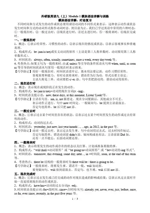 Module 1 外研版英语九年级上册模块语法详解与训练
