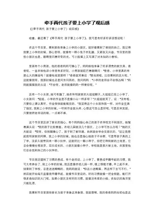 牵手两代孩子要上小学了观后感