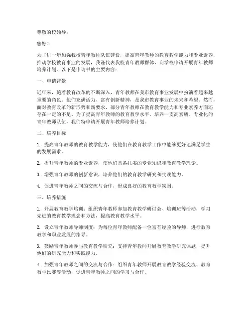 青年教师培养计划申请书