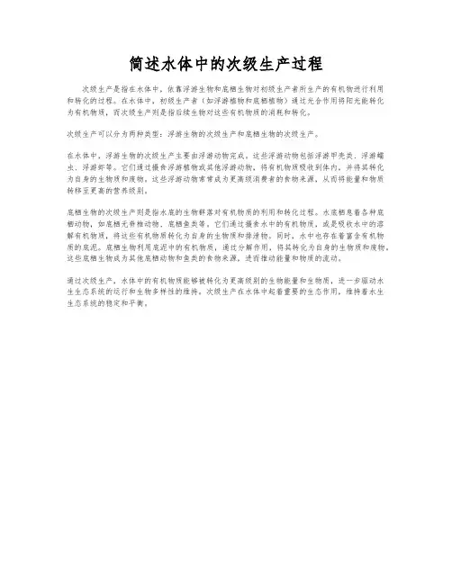 简述水体中的次级生产过程