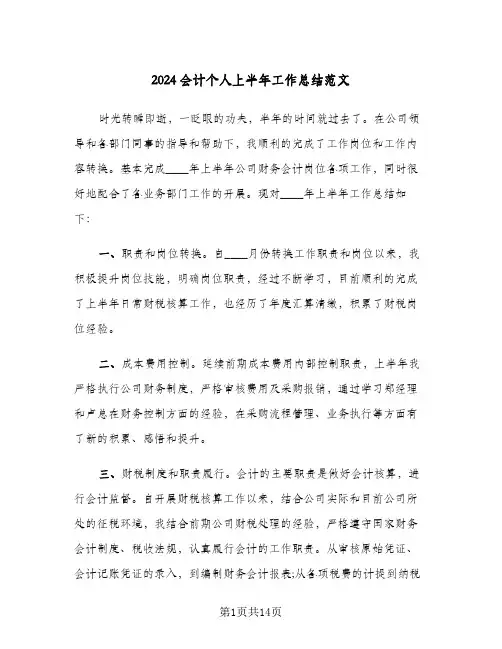 2024会计个人上半年工作总结范文（5篇）
