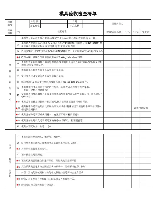 模具验收检查清单