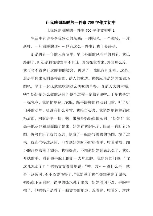 让我感到温暖的一件事700字作文初中