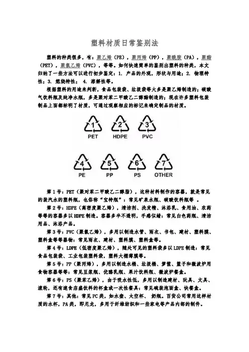 塑料材质日常鉴别法