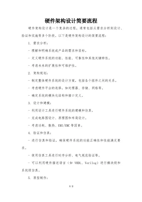 硬件架构设计简要流程