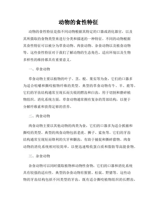 动物的食性特征