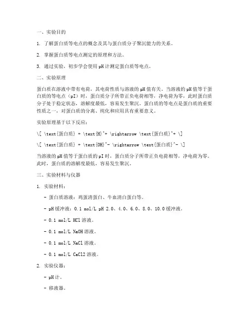 蛋白质等电点测定实验报告