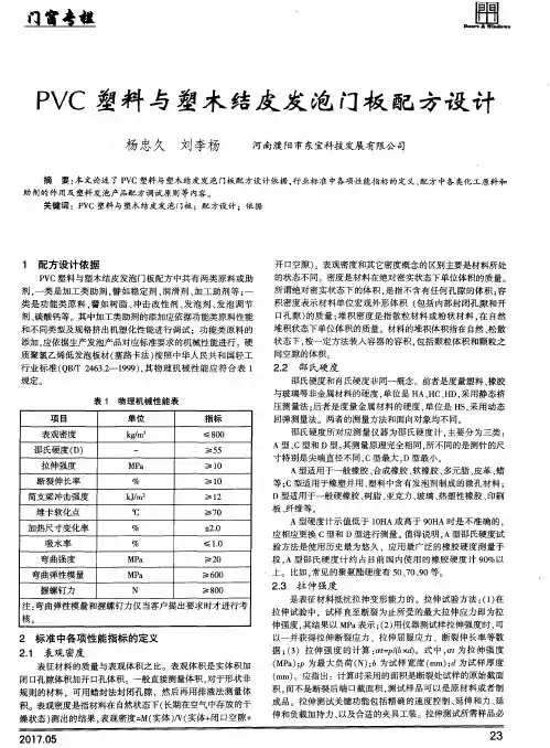 PVC塑料与塑木结皮发泡门板配方设计