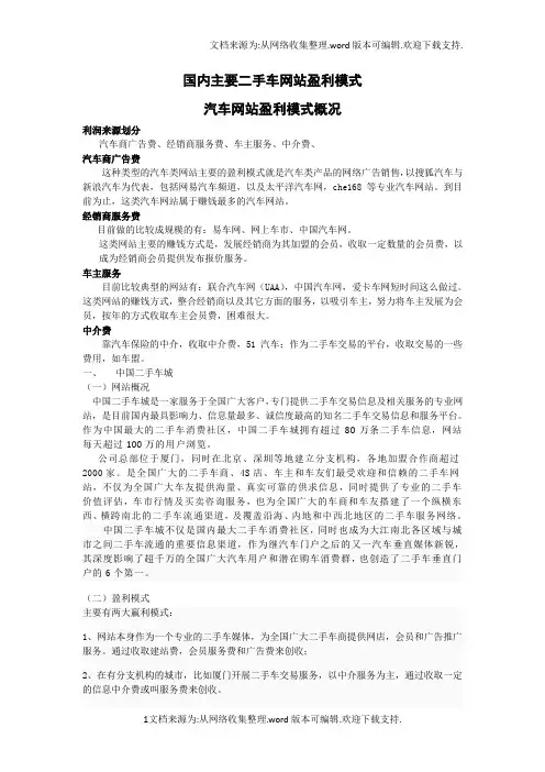 汽车网站盈利模式分析资料