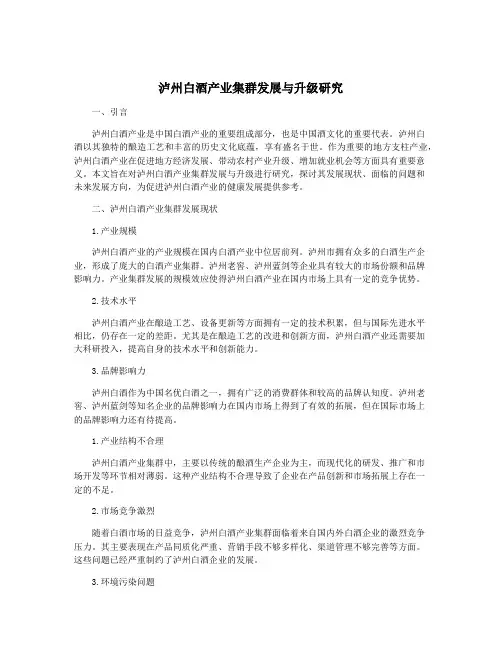 泸州白酒产业集群发展与升级研究