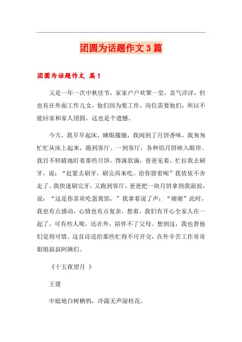 团圆为话题作文3篇