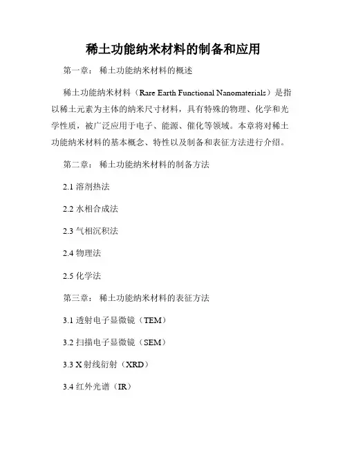 稀土功能纳米材料的制备和应用