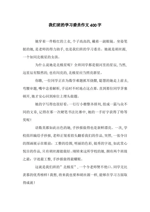 我们班的学习委员作文400字