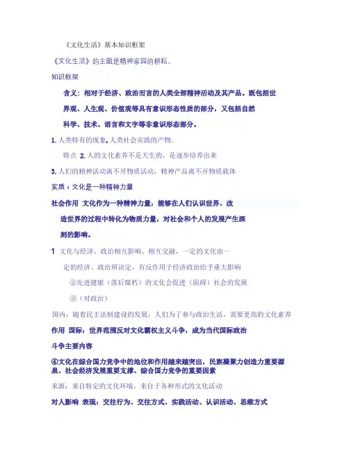 政治-文化生活知识框架整理.