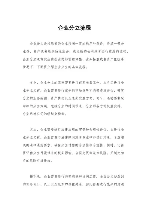 企业分立流程