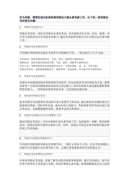 导游证考试常见问题
