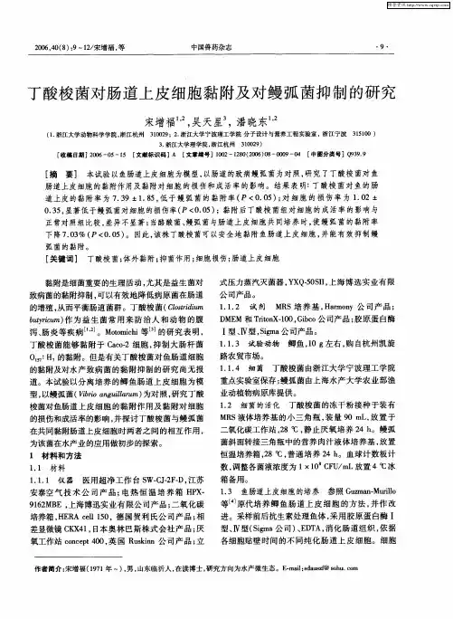 丁酸梭菌对肠道上皮细胞黏附及对鳗弧菌抑制的研究