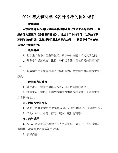 2024年大班科学《各种各样的桥》课件