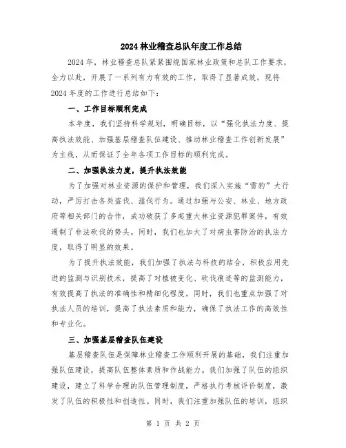 2024林业稽查总队年度工作总结