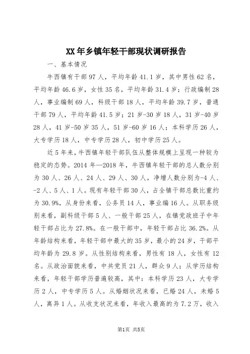 【最新】XX年乡镇年轻干部现状调研报告doc
