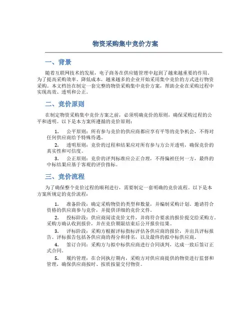 物资采购集中竞价方案