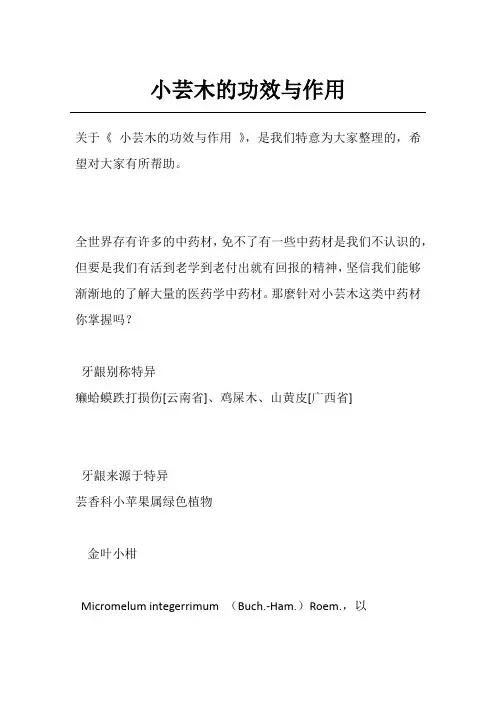 小芸木的功效与作用