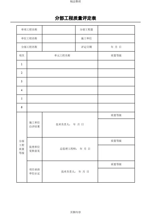 工程质量评定表