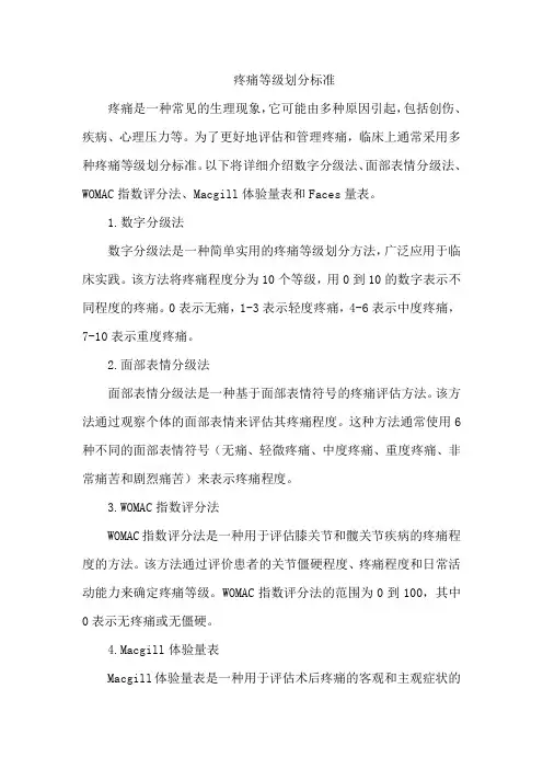 疼痛等级划分标准