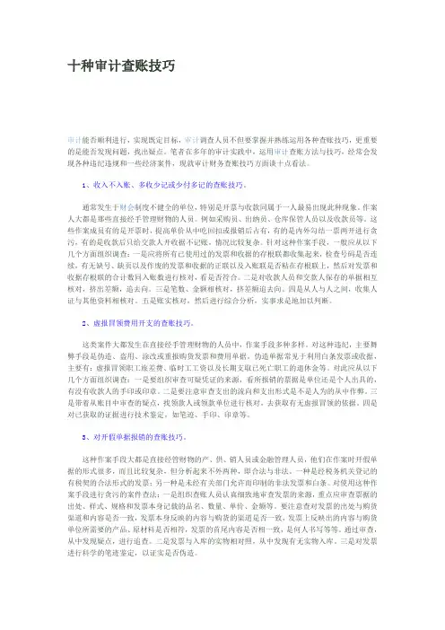 十种审计查账技巧