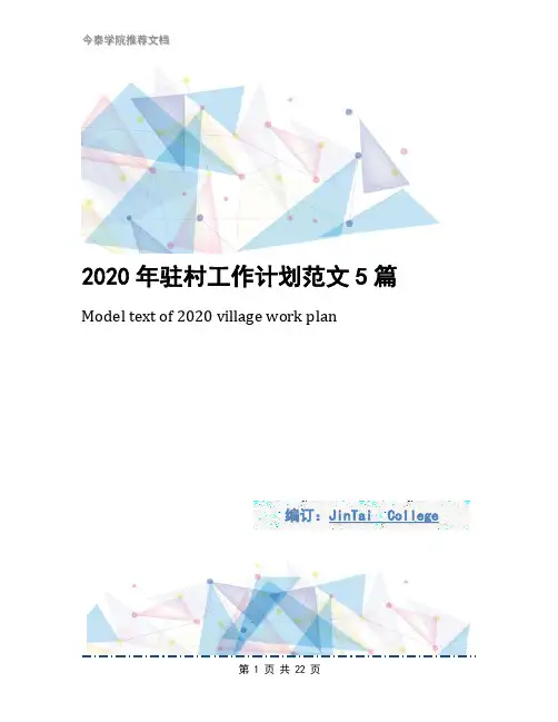 2020年驻村工作计划范文5篇