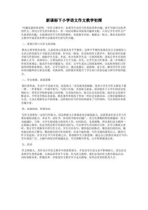 新课标下小学语文作文教学初探