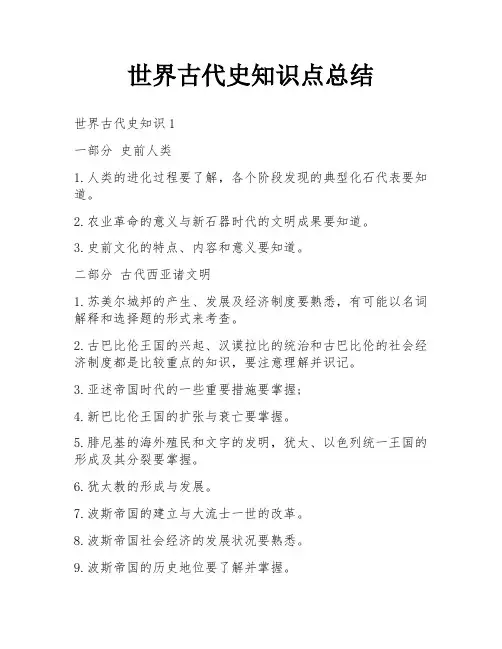 世界古代史知识点总结