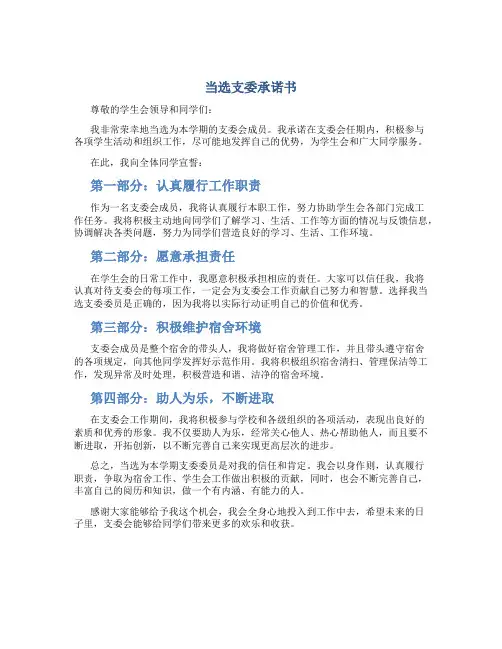 当选支委承诺书