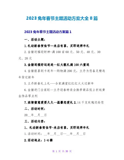 2023兔年春节主题活动方案大全8篇
