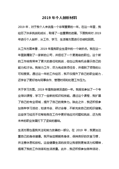 2019年个人剖析材料