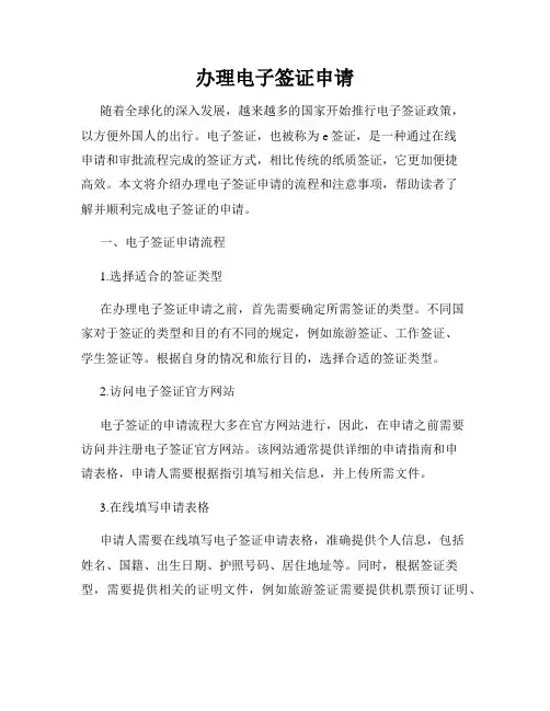 办理电子签证申请