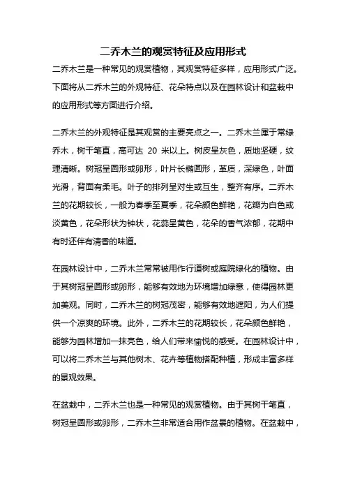 二乔木兰的观赏特征及应用形式
