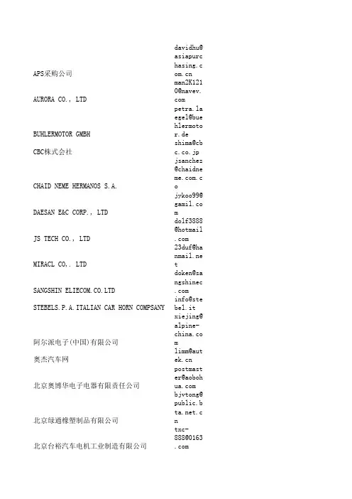 上海国际汽车零部件展览会参展企业