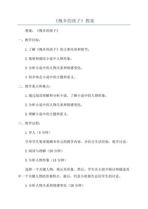 《槐乡的孩子》教案