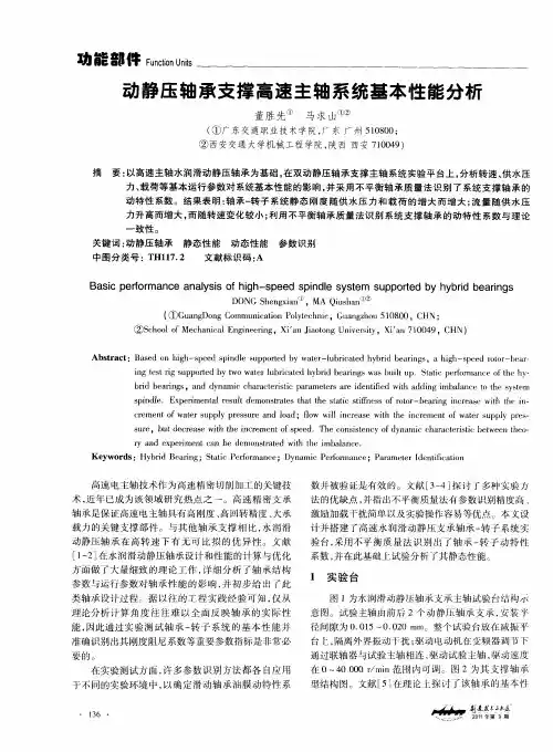 动静压轴承支撑高速主轴系统基本性能分析