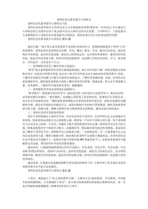 教师信息化素养提升心得体会