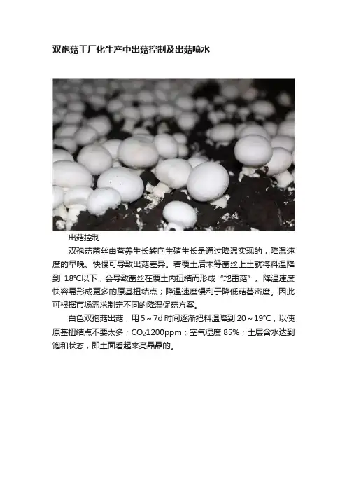 双孢菇工厂化生产中出菇控制及出菇喷水