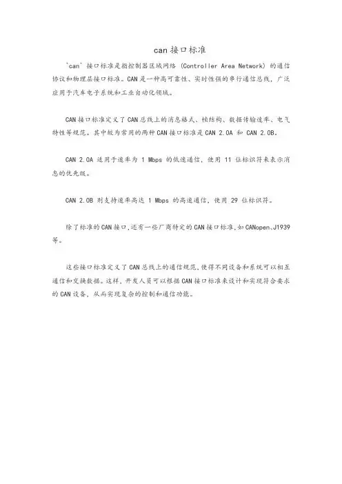 can接口标准