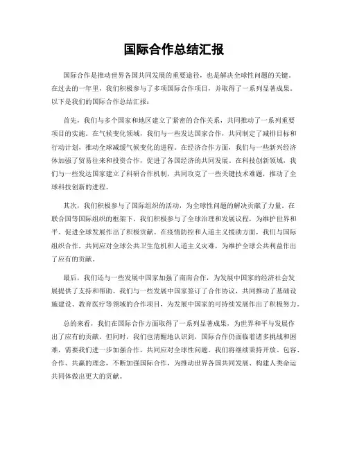 国际合作总结汇报