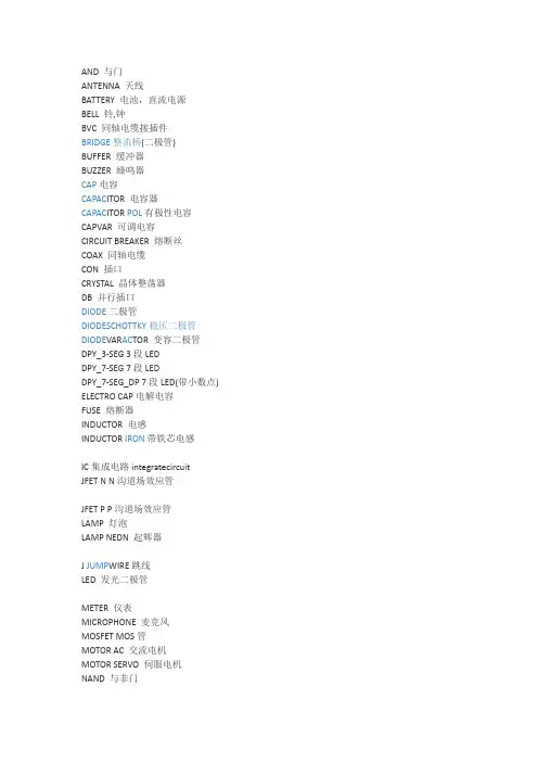 电子元件英文简称