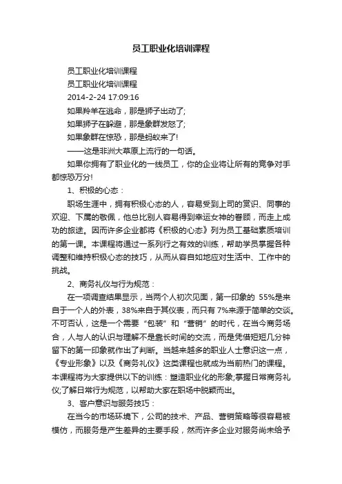 员工职业化培训课程