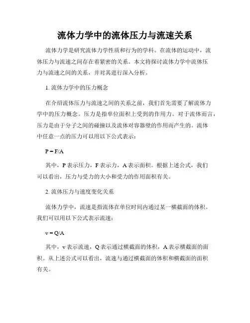 流体力学中的流体压力与流速关系