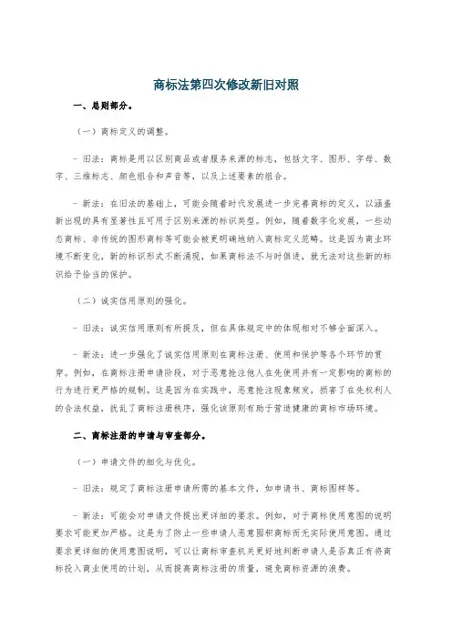 商标法第四次修改新旧对照